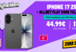 iPhone 17 256GB für einmalig 139 Euro mit 50GB Allnet Flat und 150 Euro Wechselbonus und 150 Euro Cashback nur 44.99 Euro monatlich