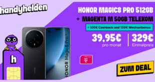 Honor Magic8 Pro für einmalig 329 Euro mit 50GB Allnet Flat und 150 Euro Wechselbonus und 100 Euro Cashback nur 39.95 Euro monatlich