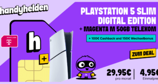 PS5 PlayStation 5 Slim - Digital Edition mit 50GB Allnet Flat und 150 Euro Wechselbonus und 100 Euro Cashback nur 29.95 Euro monatlich
