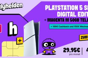 PS5 PlayStation 5 Slim - Digital Edition mit 50GB Allnet Flat und 150 Euro Wechselbonus und 100 Euro Cashback nur 29.95 Euro monatlich
