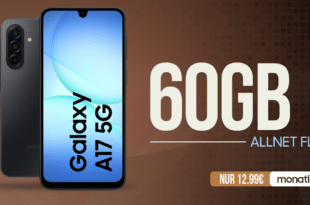 Samsung Galaxy A17 128GB mit 60GB Allnet Flat und 40 Euro Wechselbonus nur 12.99 Euro monatlich