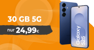 Samsung Galaxy S25 256GB mit 30GB Allnet Flat und 50 Euro Wechselbonus nur 24.99 Euro monatlich