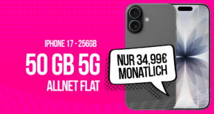 iPhone 17 für einmalig 419 Euro mit 50GB Allnet Flat und 50 Euro Wechselbonus nur 34.99 Euro monatlich