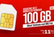 monatlich kündbar - Allnet Flat im Vodafone Netz mit 100GB nur 11.99 Euro monatlich