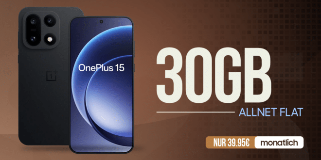 OnePlus 15 512GB für einmalig 199.95 Euro mit 30GB Allnet Flat und 120 Euro Cashback nur 39.95 Euro monatlich – MagentaEINS möglich