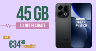 OPPO Find X9 512GB mit Vodafone Vertrag - für einmalig 239 Euro mit 45GB Allnet Flat und 100 Euro Wechselbonus nur 34.99 Euro monatlich