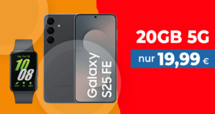 Samsung Galaxy S25 FE 128GB & Samsung Galaxy Fit3 für einmalig 49 Euro mit 20GB Allnet Flat und 50 Euro Wechselbonus nur 19.99 Euro monatlich