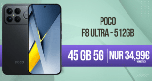 POCO F8 Ultra 512GB für einmalig 179 Euro mit 45GB Allnet Flat und 100 Euro Wechselbonus nur 34.99 Euro monatlich