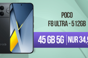 POCO F8 Ultra 512GB für einmalig 149 Euro mit 45GB Allnet Flat und 100 Euro Wechselbonus nur 34.99 Euro monatlich