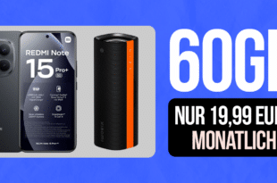 Xiaomi Redmi Note 15 Pro+ (Plus Version) 256GB & Xiaomi Sound Party Box mit 60GB Allnet Flat nur 19.99 Euro monatlich