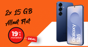 Samsung Galaxy S25 256GB für einmalig 29 Euro mit 2x 15GB Allnet Flat nur 19.98 Euro monatlich