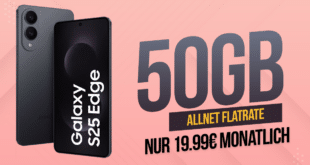Samsung Galaxy S25 Edge für einmalig 99.95 Euro mit 50GB Allnet Flat nur 19.99 Euro monatlich