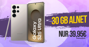 Samsung Galaxy S25 Ultra für einmalig 249.95 Euro mit 30GB Allnet Flat und 120 Euro Cashback nur 39.95 Euro monatlich – MagentaEINS möglich
