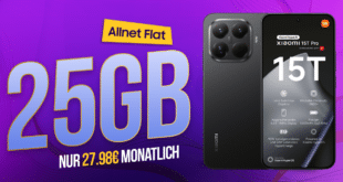 Xiaomi 15T Pro 512GB für einmalig 39 Euro mit 25GB Allnet Flat (+15GB extra SIM) nur 27.98 Euro monatlich