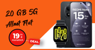 Xiaomi Redmi Note 15 Pro 5G 256GB & Watch 5 Active mit 20 GB Allnet Flat nur 19.99 Euro monatlich