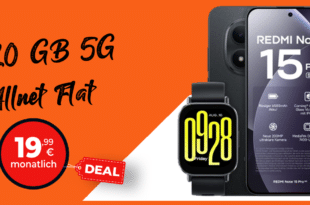Xiaomi Redmi Note 15 Pro 5G 256GB & Watch 5 Active mit 20 GB Allnet Flat nur 19.99 Euro monatlich