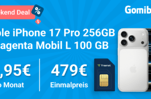iPhone 17 Pro 256GB mit Voucher für einmalig 459 Euro mit 100GB Allnet Flat und 150 Euro Wechselbonus und 100 Euro Cashback nur 44.95 Euro monatlich