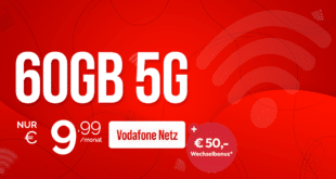60GB Allnet Flat & 50 Euro Wechselbonus bei Rufnummernmitnahme nur 9.99 Euro monatlich