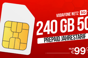 Vodafone CallYa Prepaid Jahrestarife - 40 GB für 49.99€ /Jahr - 240 GB für 99.99€ /Jahr