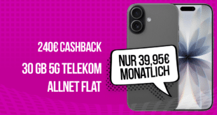 iPhone 17 für einmalig 199 Euro mit 30GB Allnet Flat und 240 Euro Cashback nur 39.95 Euro monatlich