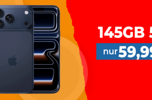 iPhone 17 Pro Max 512GB für einmalig 589 Euro mit 145GB Allnet Flat und 100 Euro Wechselbonus nur 59.99 Euro monatlich