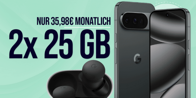 Google Pixel 10 Pro XL & Pixel Buds 2A für einmalig 49 Euro mit 2x 25GB Allnet Flat nur 35.98 Euro monatlich