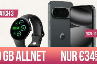 Google Pixel 10 Pro XL & Pixel Watch 3 für einmalig 49 Euro mit 30GB Allnet Flat und 100 Euro Wechselbonus nur 34.99 Euro monatlich