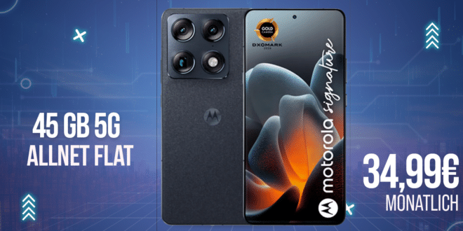 Motorola Signature 512GB mit 45GB Allnet Flat und 100 Euro Wechselbonus nur 34.99 Euro monatlich