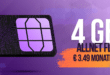 monatlich kündbar - 4GB Allnet Flat nur 3.49 Euro monatlich