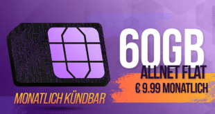 monatlich kündbar ohne Anschlusspreis - 60GB Allnet Flat nur 9.99 Euro monatlich