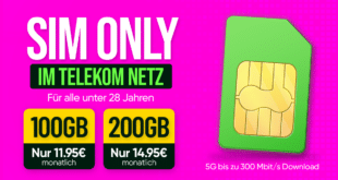 Telekom Magenta Mobil Young - junge Leute unter 28 Jahren - 100GB Allnet Flat nur 11.95 Euro - 200GB Allnet Flat nur 14.95 Euro monatlich