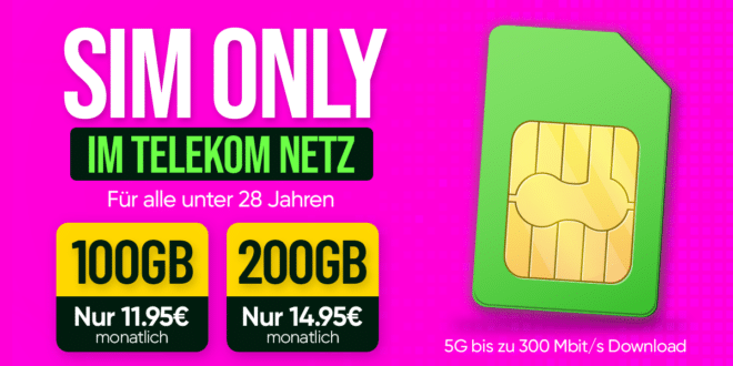 Telekom Magenta Mobil Young - junge Leute unter 28 Jahren - 100GB Allnet Flat nur 11.95 Euro - 200GB Allnet Flat nur 14.95 Euro monatlich