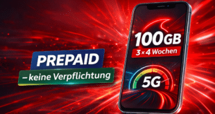 Vodafone Prepaid Aktion – 3x 100GB 5G Allnet Flat komplett kostenlos testen