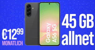 Samsung Galaxy A56 256GB für einmalig 29 Euro mit 45GB Allnet Flat und 50 Euro Wechselbonus nur 12.99 Euro monatlich