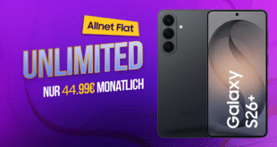 Samsung Galaxy S26+ (Plus) für einmalig 100 Euro mit o2 unlimited Allnet Flat nur 44.99 Euro monatlich