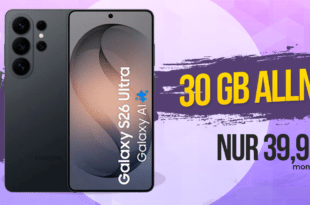 Samsung Galaxy S26 Ultra mit Gutscheincode für einmalig 329 Euro mit 30GB Telekom Allnet Flat und 240 Euro Cashback nur 39.95 Euro monatlich