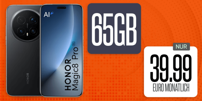 Honor Magic8 Pro mit Vodafone Vertrag - für einmalig 99.95 Euro mit 65GB Allnet Flat und 100 Euro Wechselbonus nur 39.99 Euro monatlich
