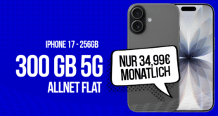 iPhone 17 256GB für einmalig 180 Euro mit 300GB Allnet Flat nur 34.99 Euro monatlich