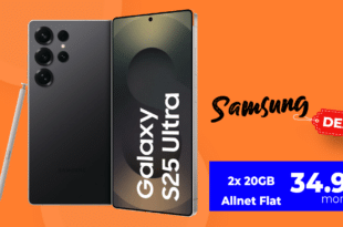 Samsung Galaxy S25 Ultra für einmalig 74 Euro mit 2x 20GB Allnet Flat nur 34.98 Euro monatlich