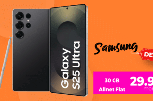 Samsung Galaxy S25 Ultra für einmalig 170 Euro mit 30GB Allnet Flat und 50 Euro Wechselbonus nur 29.99 Euro monatlich