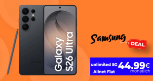 Samsung Galaxy S26 Ultra mit Gutscheincodes einmalig 233.10 Euro mit o2 unlimited Allnet Flat nur 44.99 Euro monatlich