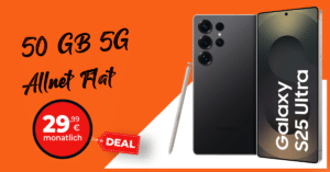 Samsung Galaxy S25 Ultra für einmalig 180 Euro mit 50GB Allnet Flat und 50 Euro Wechselbonus nur 29.99 Euro monatlich