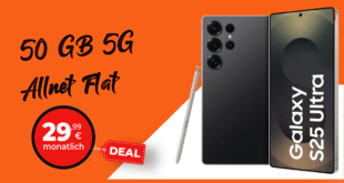 Samsung Galaxy S25 Ultra für einmalig 180 Euro mit 50GB Allnet Flat und 50 Euro Wechselbonus nur 29.99 Euro monatlich
