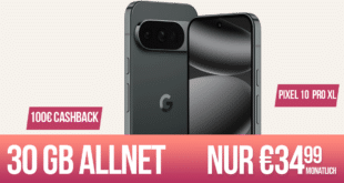 Google Pixel 10 Pro XL mit 30GB Allnet Flat und 100 Euro Wechselbonus und 100 Euro Cashback nur 34.99 Euro monatlich