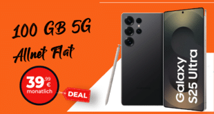 Samsung Galaxy S25 Ultra für einmalig 70 Euro mit 100GB Allnet Flat und 120 Euro Cashback nur 39.99 Euro monatlich