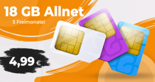 18GB Allnet Flat mit 5 Freimonaten nur 4.99 Euro monatlich - kein Anschlusspreis
