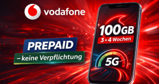 Vodafone Prepaid – 3x 100GB 5G Allnet Flat komplett kostenlos testen – nur für kurze Zeit!
