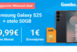 Samsung Galaxy S25 FE mit 50GB Allnet Flat und 30 Euro Cashback nur 19.99 Euro monatlich