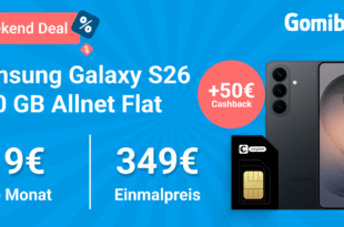 Samsung Galaxy S26 512GB mit Gutscheincode für einmalig 299 Euro mit 30GB Allnet Flat und 50 Euro Cashback nur 19.00 Euro monatlich