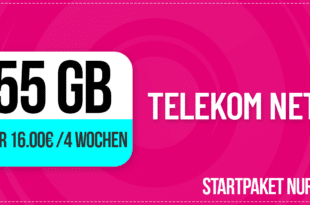 Prepaid im Telekom Netz - 45GB nur 12€ und 55GB nur 16€ alle 4 Wochen - Startpaket nur 1 Euro
